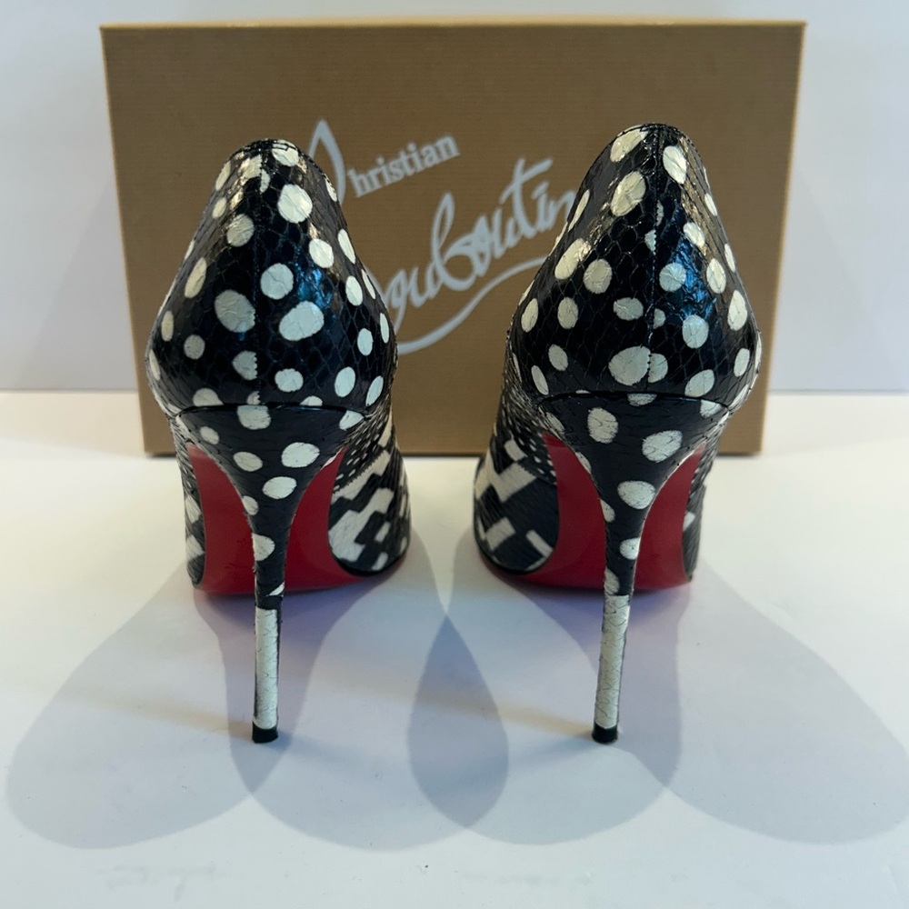 Christian Louboutin Black and White Polka Dot Heels - Picture 5 of 6